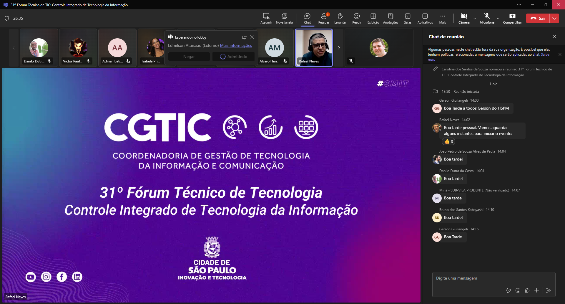 31º Fórum Técnico de TIC_ Controle Integrado de Tecnologia da Informação _ Microsoft Teams 10_12_2024 14_16_51