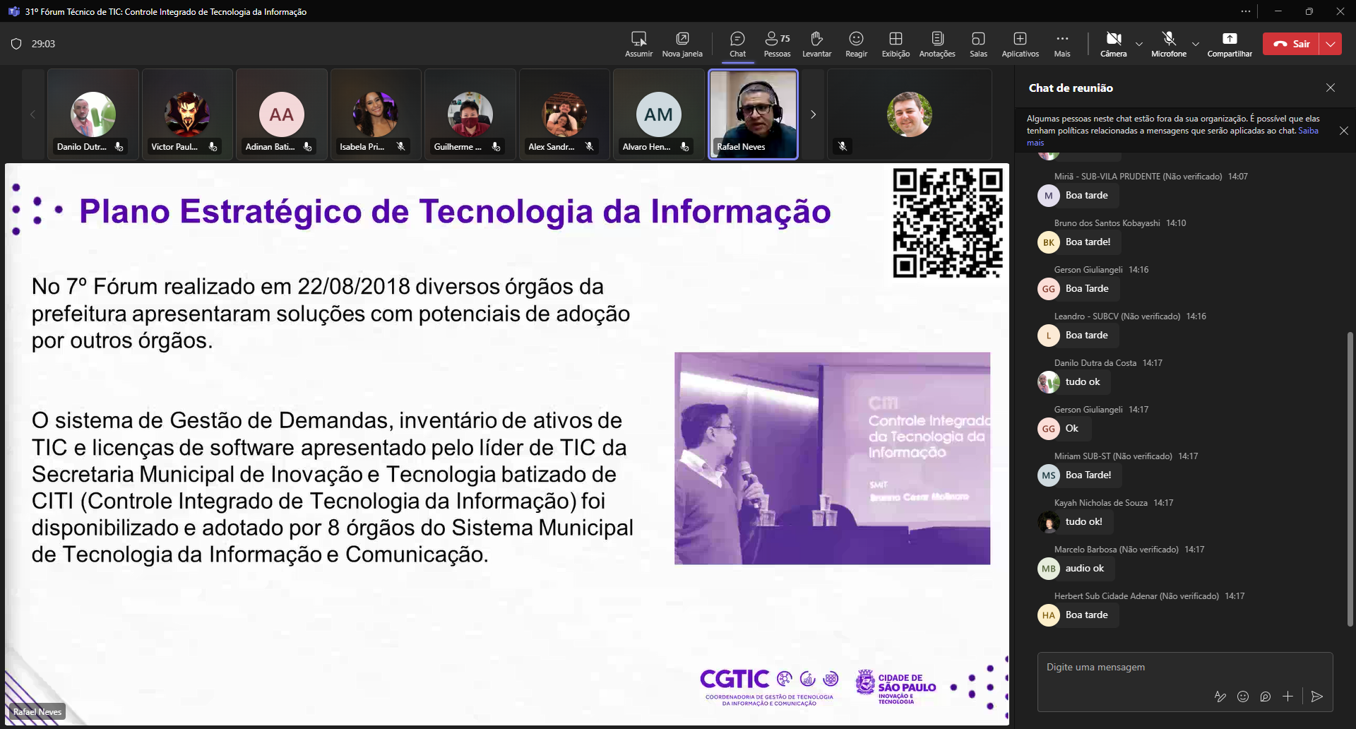 31º Fórum Técnico de TIC_ Controle Integrado de Tecnologia da Informação _ Microsoft Teams 10_12_2024 14_19_20