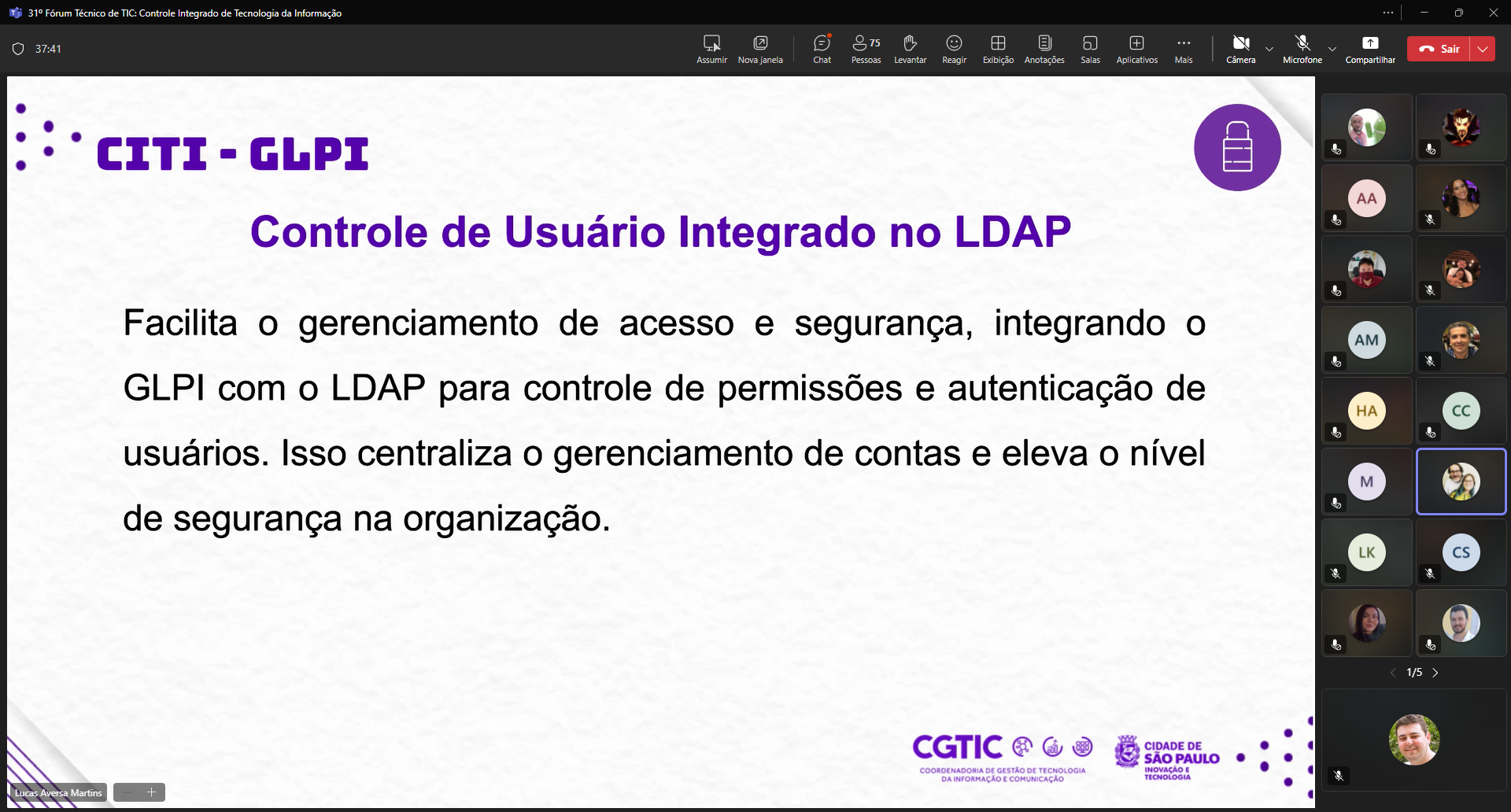 31º Fórum Técnico de TIC_ Controle Integrado de Tecnologia da Informação _ Microsoft Teams 10_12_2024 14_27_58